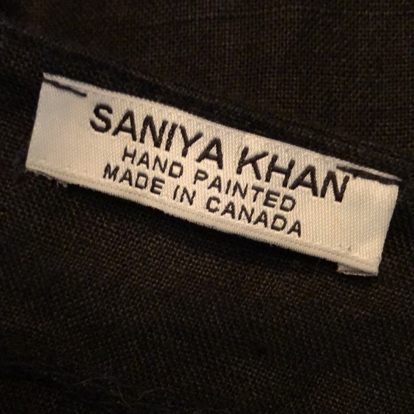 🇨🇦Saniya Khan Bohemian Handpainted Linen 3/4 sleeve open jacket with pockets - Picture 9 of 10